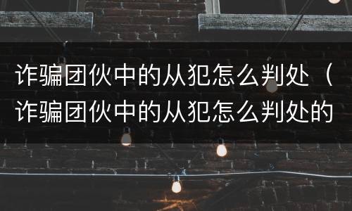 诈骗团伙中的从犯怎么判处（诈骗团伙中的从犯怎么判处的）