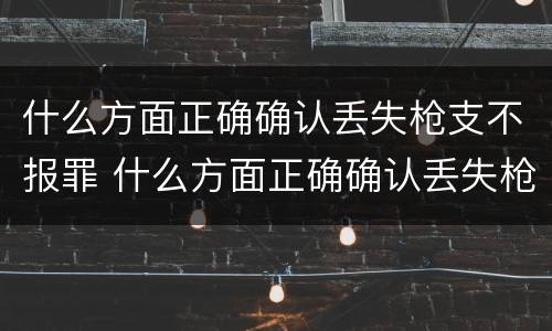 什么方面正确确认丢失枪支不报罪 什么方面正确确认丢失枪支不报罪行