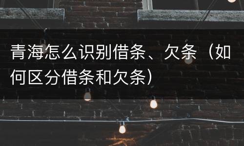 青海怎么识别借条、欠条（如何区分借条和欠条）