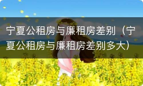 宁夏公租房与廉租房差别（宁夏公租房与廉租房差别多大）