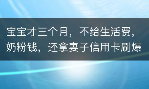 宝宝才三个月，不给生活费，奶粉钱，还拿妻子信用卡刷爆了，没有偿还
