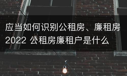 应当如何识别公租房、廉租房2022 公租房廉租户是什么