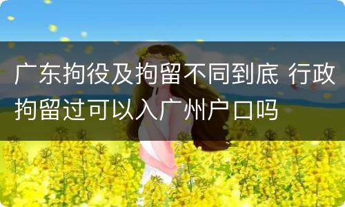 广东拘役及拘留不同到底 行政拘留过可以入广州户口吗
