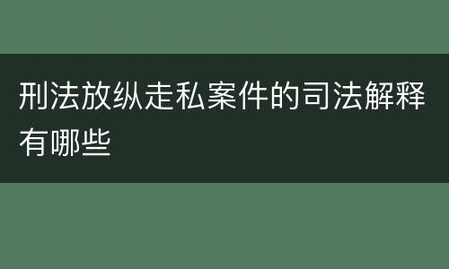 刑法放纵走私案件的司法解释有哪些