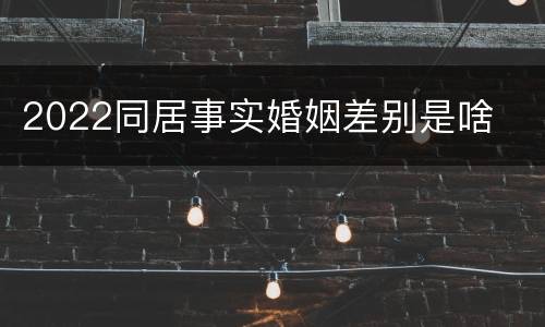 2022同居事实婚姻差别是啥