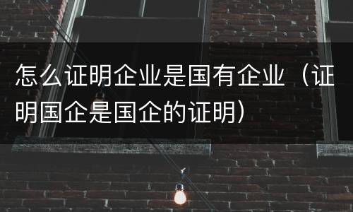 怎么证明企业是国有企业（证明国企是国企的证明）