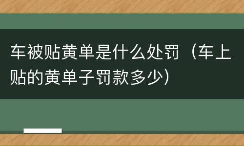 车被贴黄单是什么处罚（车上贴的黄单子罚款多少）