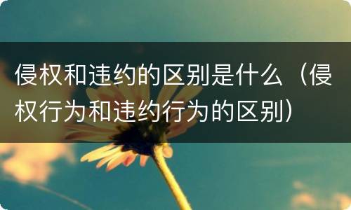 侵权和违约的区别是什么（侵权行为和违约行为的区别）