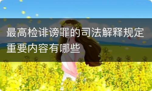 最高检诽谤罪的司法解释规定重要内容有哪些