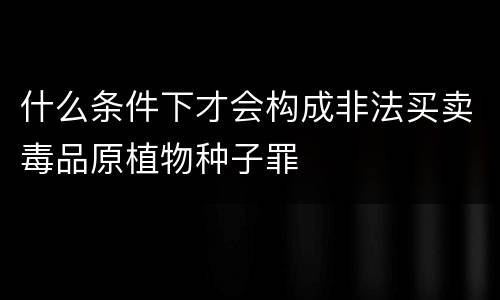 什么条件下才会构成非法买卖毒品原植物种子罪