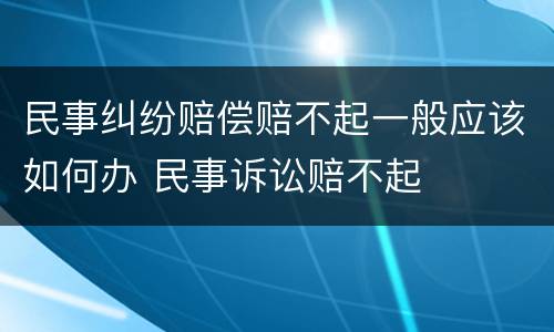 民事纠纷赔偿赔不起一般应该如何办 民事诉讼赔不起