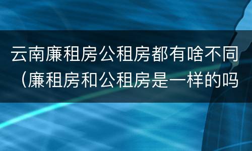 云南廉租房公租房都有啥不同（廉租房和公租房是一样的吗）