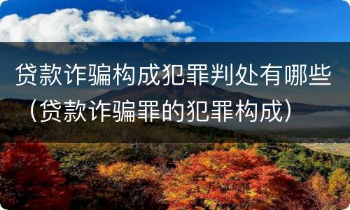 贷款诈骗构成犯罪判处有哪些（贷款诈骗罪的犯罪构成）
