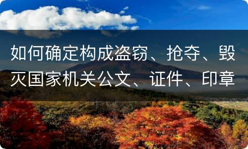如何确定构成盗窃、抢夺、毁灭国家机关公文、证件、印章罪