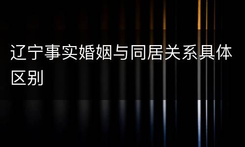 辽宁事实婚姻与同居关系具体区别