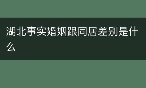 湖北事实婚姻跟同居差别是什么