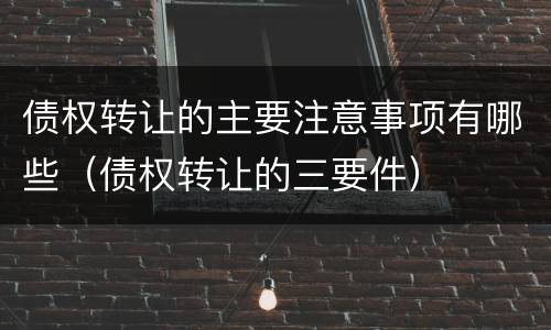 债权转让的主要注意事项有哪些（债权转让的三要件）
