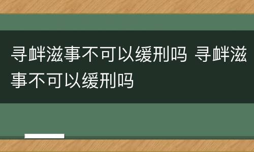 寻衅滋事不可以缓刑吗 寻衅滋事不可以缓刑吗
