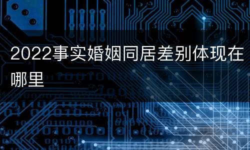 2022事实婚姻同居差别体现在哪里