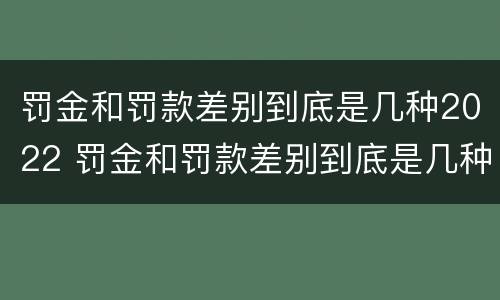 罚金和罚款差别到底是几种2022 罚金和罚款差别到底是几种2022年的