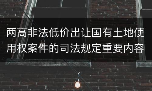 两高非法低价出让国有土地使用权案件的司法规定重要内容
