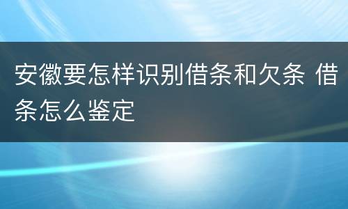 安徽要怎样识别借条和欠条 借条怎么鉴定