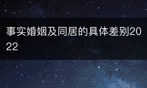 事实婚姻及同居的具体差别2022