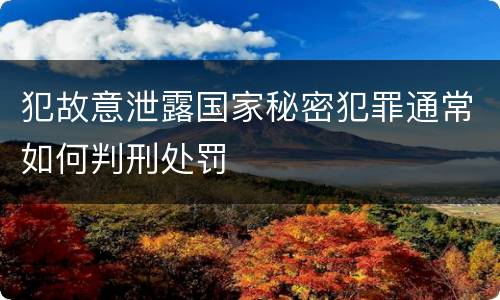 犯故意泄露国家秘密犯罪通常如何判刑处罚