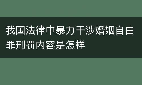 我国法律中暴力干涉婚姻自由罪刑罚内容是怎样
