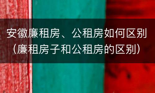 安徽廉租房、公租房如何区别（廉租房子和公租房的区别）