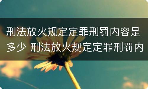 刑法放火规定定罪刑罚内容是多少 刑法放火规定定罪刑罚内容是多少条