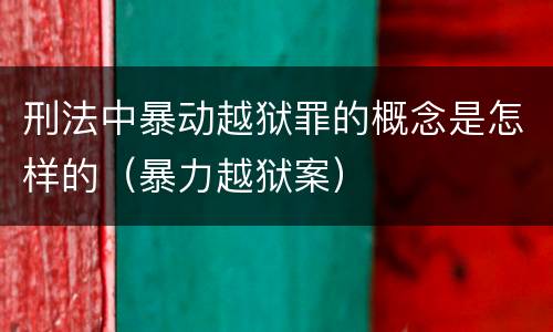 刑法中暴动越狱罪的概念是怎样的（暴力越狱案）