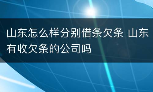 山东怎么样分别借条欠条 山东有收欠条的公司吗
