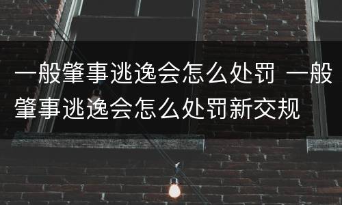 一般肇事逃逸会怎么处罚 一般肇事逃逸会怎么处罚新交规