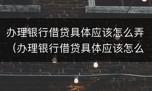 办理银行借贷具体应该怎么弄（办理银行借贷具体应该怎么弄呢）