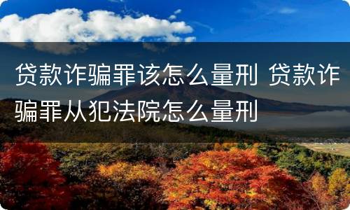 贷款诈骗罪该怎么量刑 贷款诈骗罪从犯法院怎么量刑