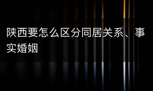陕西要怎么区分同居关系、事实婚姻