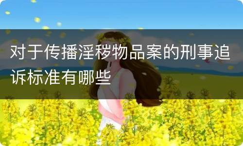 对于传播淫秽物品案的刑事追诉标准有哪些