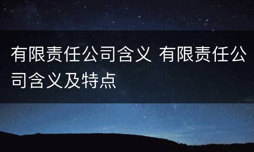 有限责任公司含义 有限责任公司含义及特点