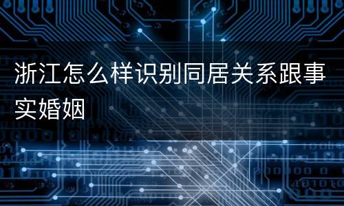 浙江怎么样识别同居关系跟事实婚姻