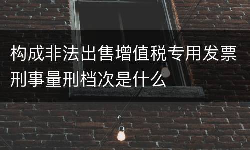 构成非法出售增值税专用发票刑事量刑档次是什么