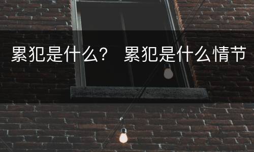 累犯是什么？ 累犯是什么情节