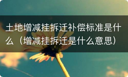 土地增减挂拆迁补偿标准是什么（增减挂拆迁是什么意思）
