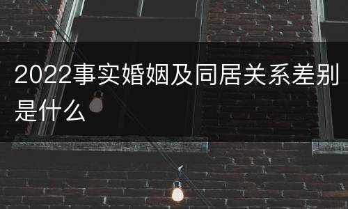 2022事实婚姻及同居关系差别是什么