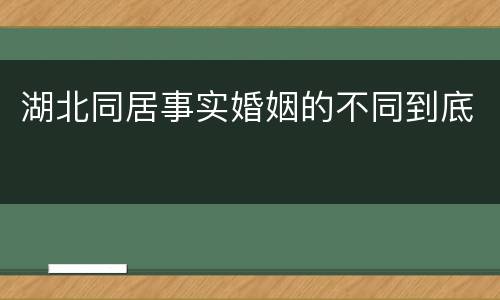 湖北同居事实婚姻的不同到底