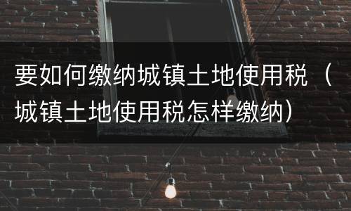 要如何缴纳城镇土地使用税（城镇土地使用税怎样缴纳）