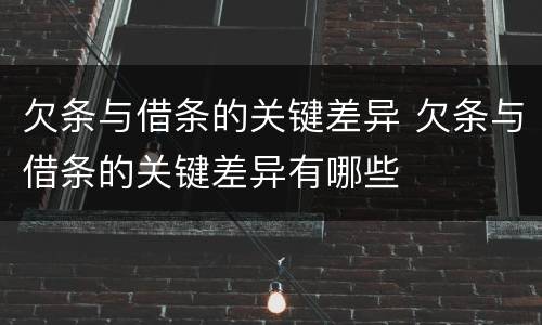 欠条与借条的关键差异 欠条与借条的关键差异有哪些