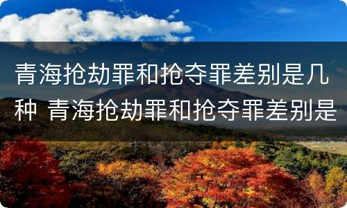 青海抢劫罪和抢夺罪差别是几种 青海抢劫罪和抢夺罪差别是几种情形