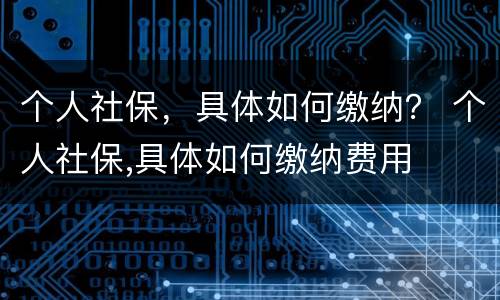 个人社保，具体如何缴纳？ 个人社保,具体如何缴纳费用