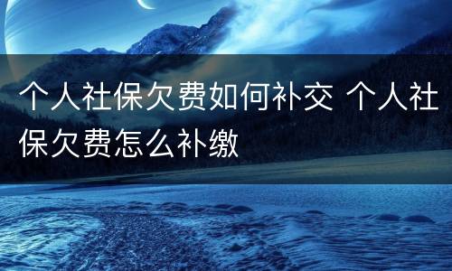 个人社保欠费如何补交 个人社保欠费怎么补缴